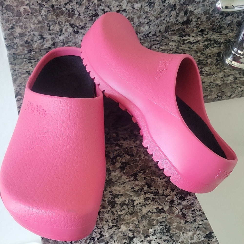 Birkenstock Pink Textured Clogs Super Birki